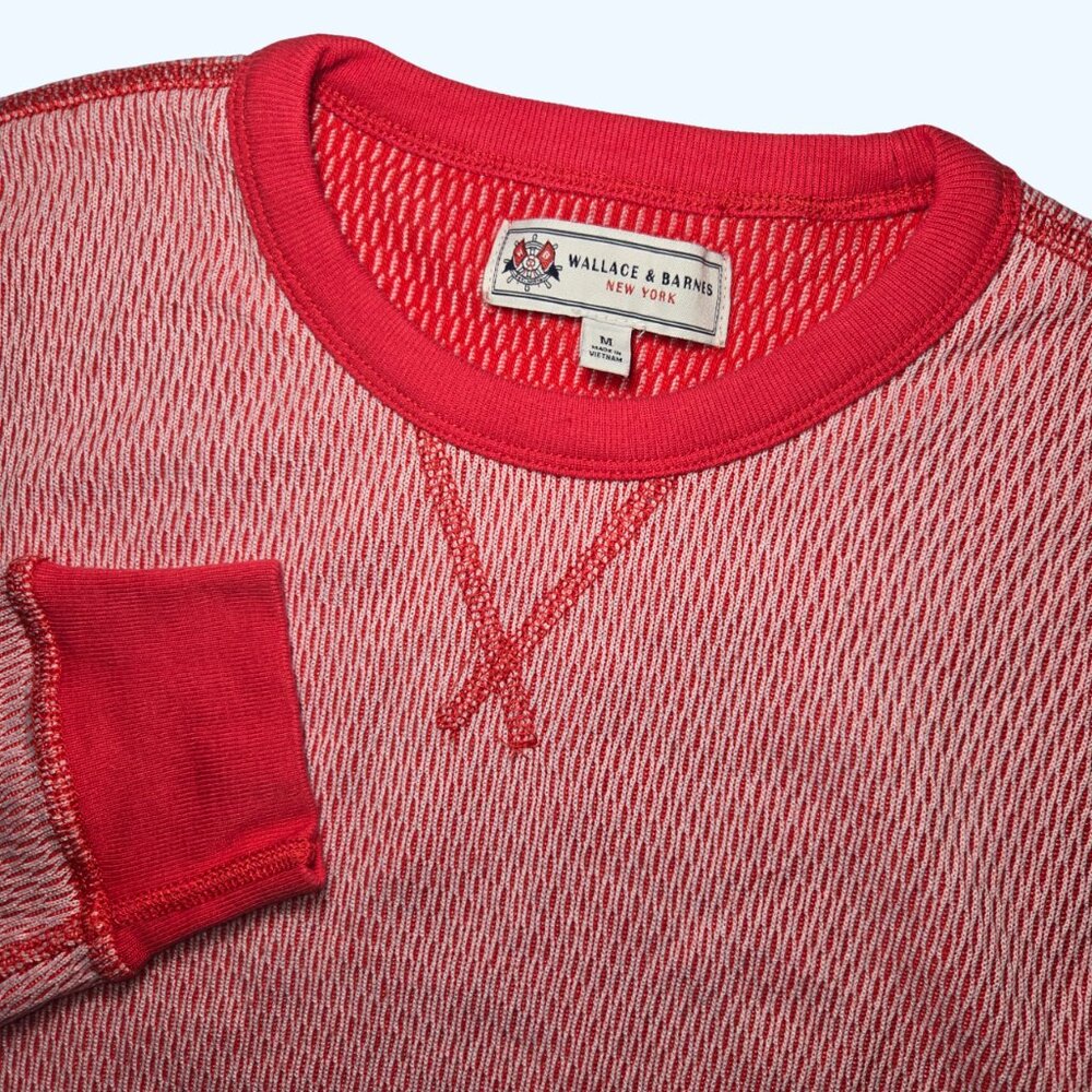 Wallace & Barnes Mens Red Waffle Knit Thermal Long Sleeve Shirt Medium Crewneck
